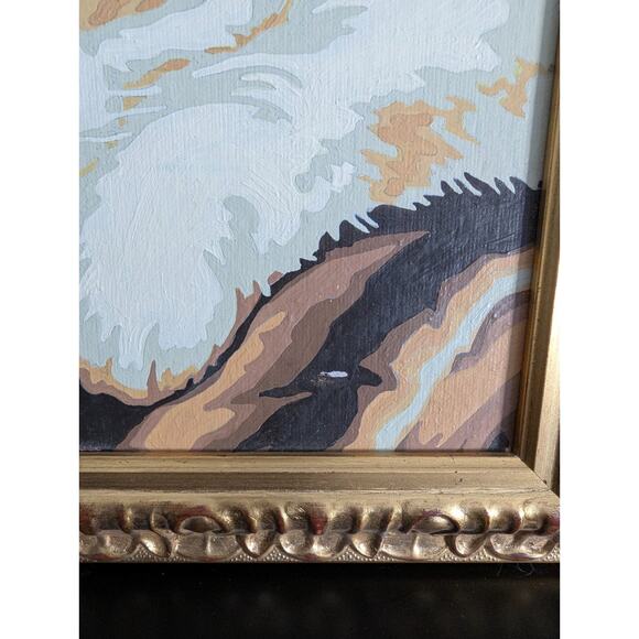 Cat In Garden Paint By Number Finished in Gold Frame - Picture 2 of 4